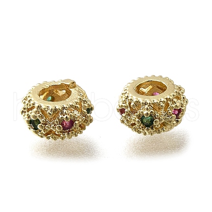 Brass Micro Pave Clear Cubic European Zirconia Beads KK-M316-17G-01-1