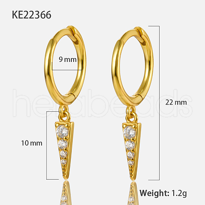 S925 Sterling Silver Clear Cubic Zirconia Triangle Hoop Earrings High-end Ear Jewelry YU5340-1-1