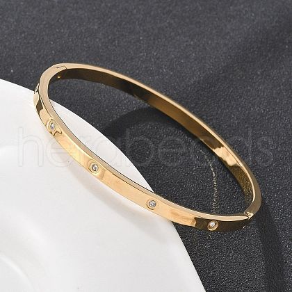 304 Stainless Steel Rhinestone Bangles for Women BJEW-Z092-05G-1