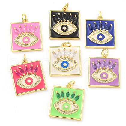 Rack Plating Brass Micro Pave Cubic Zirconia Pendants KK-G513-76A-08G-1