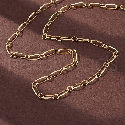 304 Stainless Steel Oval Link Chain Necklaces NJEW-Q013-09G-1