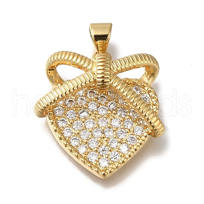 Rack Plating Brass Micro Pave Clear Cubic Zirconia Pendants KK-G500-24G-1