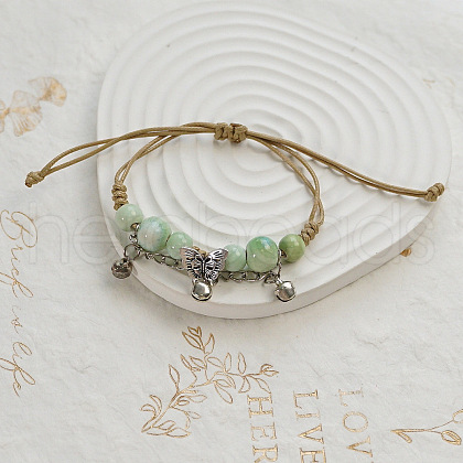 Butterfly Ceramic Beads Braided Bead Bracelets FS-WGDB922-08-1