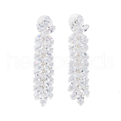 Brass Micro Pave Cubic Zirconia Stud Earrings EJEW-B046-20P-1