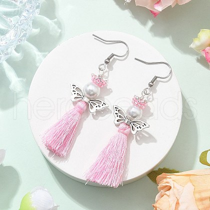 Angel 304 Stainless Steel Dangle Earrings EJEW-MZ00410-05-1
