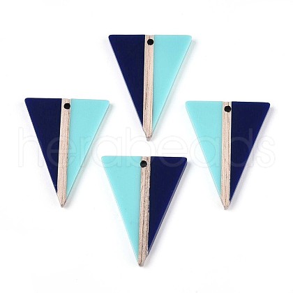 Opaque Resin & Wood Pendants RESI-T057-66A-1