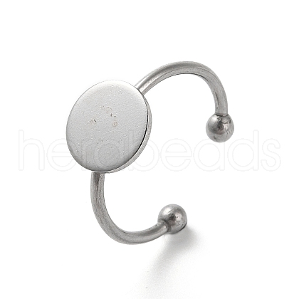 Non-Tarnish Adjustable 304 Stainless Steel Finger Rings Components STAS-K278-04C-P-1