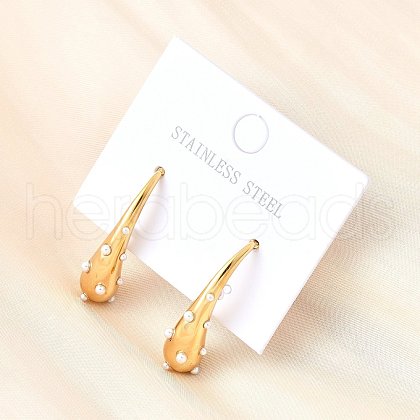 Teardrop 304 Stainless Steel Stud Earrings EJEW-D315-07G-1