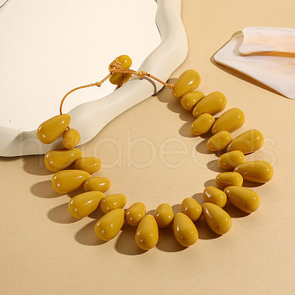 Resin Teardrop Beaded Necklaces for Women FS-WGB04AC-02-1