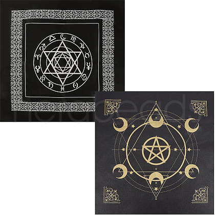 CREATCABIN 2 Sheets 2 Style Non-Woven Fabric Tarot Tablecloth for Divination AJEW-CN0001-61A-1