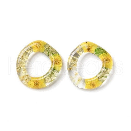 Inner Dried Flower Transparent Resin Ring Pendants RESI-A043-07A-1