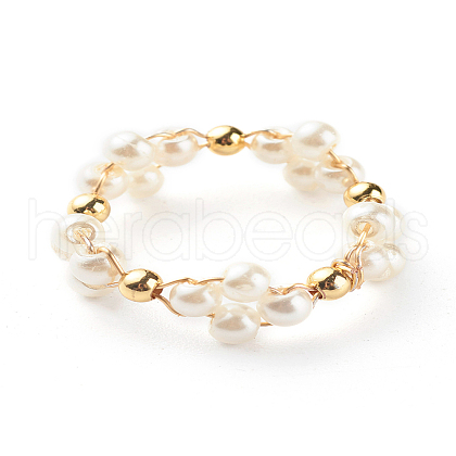 Glass Pearl Beads Finger Rings X1-RJEW-TA00005-1
