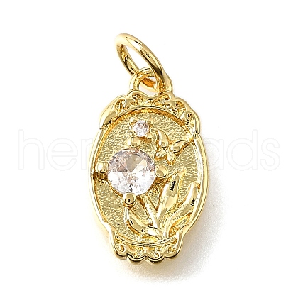 Brass Micro Pave Cubic Zirconia Pendants KK-V007-009G-02-1