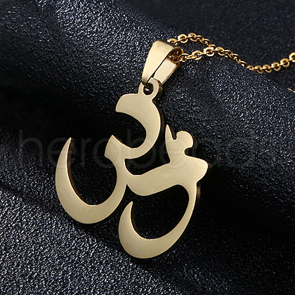 Aum Om Yoga Symbol Stainless Steel Pendant Necklaces FS-WGF1EFE-01-1