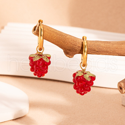 Stainless Steel Grape Hoop Earrings ZJ1069-2-1