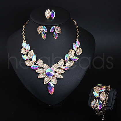 Leaf Alloy Glass Jewelry Sets for Women FS-WG27195-06-1