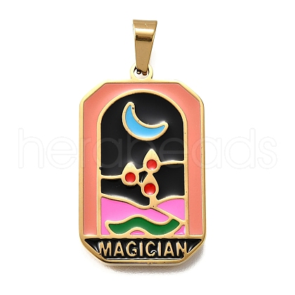 Tarot 304 Stainless Steel Enamel Pendants STAS-M119-09E-G-1