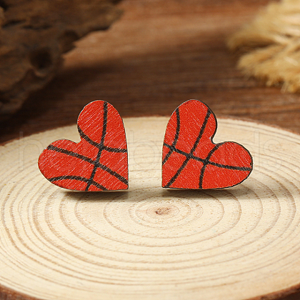 Wooden Stud Earrings PI5044-1-1
