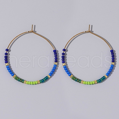 Glass Colorful Beads Hoop Earrings for Women SX7137-2-1