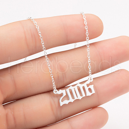 2006 Birth Year Number 201 Stainless Steel Pendant Cable Chain Necklaces FS-WGB5F08-41-1