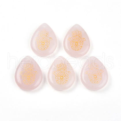 Natural Rose Quartz Pendants G-N345-05E-1