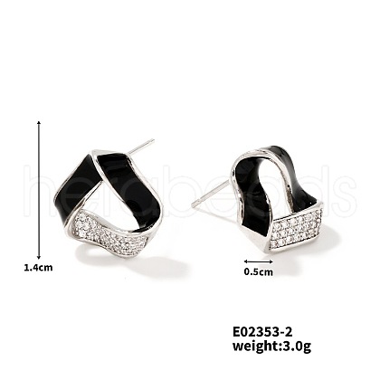 Shiny Fashionable Geometric Triangle Earrings with Diamonds PK5710-2-1