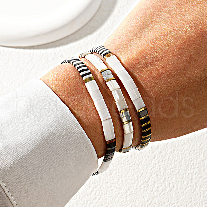 3Pcs 3 Colors Bohemian Style Glass Seed Beads Stretch Bracelets for Women IB8378-1