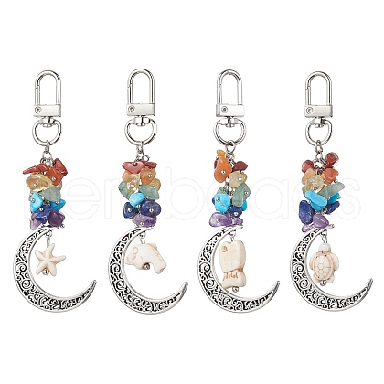 Alloy Hollow Moon Pendant Decorations HJEW-JM01613-02-1