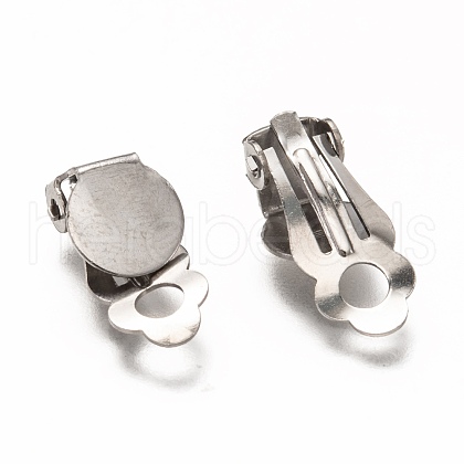 Tarnish Resistant 304 Stainless Steel Clip-on Earring Findings X-STAS-L259-001C-P-1