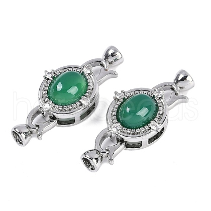 Brass Micro Pave Clear Cubic Zirconia Fold Over Clasps KK-U043-54P-02-1