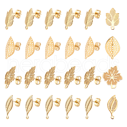 Unicraftale 24Pcs 4 Style 304 Stainless Steel Stud Earring Findings STAS-UN0027-98-1