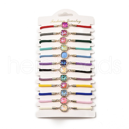 12Pcs 12 Colors Polyester Bracelets BJEW-P340-10G-1