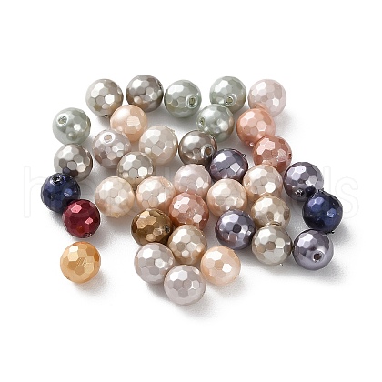 Faceted Round Shell Pearl Beads BSHE-XCP0001-78A-1