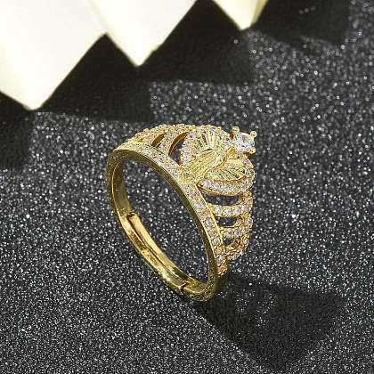 Virgin Mary Theme Clear Cubic Zirconia Finger Rings RJEW-G337-02G-05-1