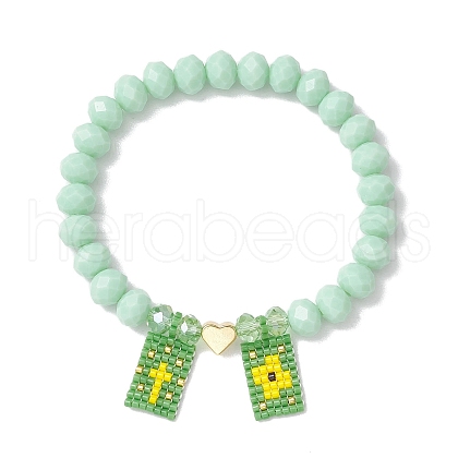 Glass Faceted Rondelle Beaded Stretch Bracelets for Women BJEW-MZ00065-05-1
