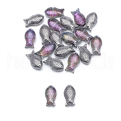 Half Plated Electroplate Glass Bead PW-WG13681-07-1