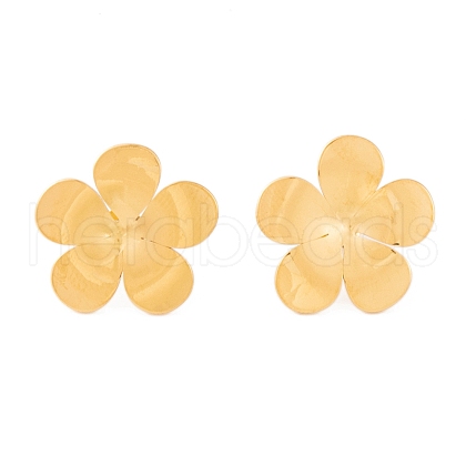 Ion Plating(IP) Flower 304 Stainless Steel Stud Earrings for Women EJEW-L272-031G-01-1