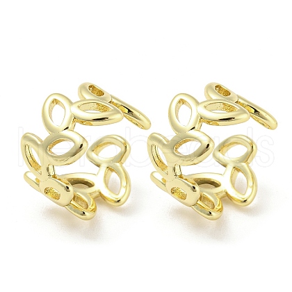 Hollow Leafy Branch Brass Cuff Earrings EJEW-I300-07G-1