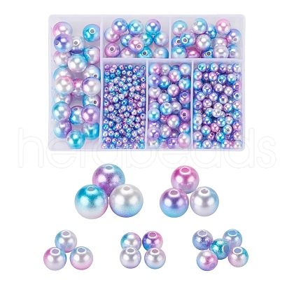 497Pcs 5 Style Rainbow ABS Plastic Imitation Pearl Beads OACR-YW0001-07C-1
