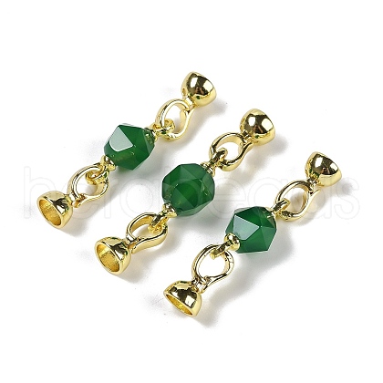 Natural Dyed & Heated Green Onyx Agate with Brass Fold Over Clasps G-G141-02G-16-1