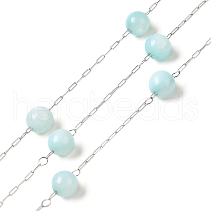 304 Stainless Steel Cable Chains with Dyed Shell Beads STAS-B067-04B-01-1