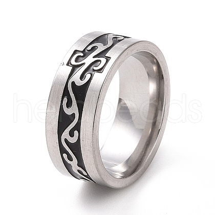 Black Enamel Ricrac Finger Ring RJEW-I089-05P-1