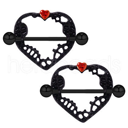 316L Surgical Stainless Steel Ruby Rhineston Nipple Barbells WGA8DED-07-1