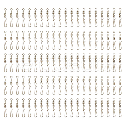 SUPERFINDINGS 100Pcs Brass with Stainless Steel Fishing Fishhook Connector Clasp FIND-FH0010-48P-1