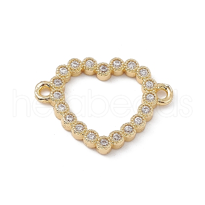Rack Plating Brass Micro Pave Clear Cubic Zirconia Connector Charms KK-A175-04G-1
