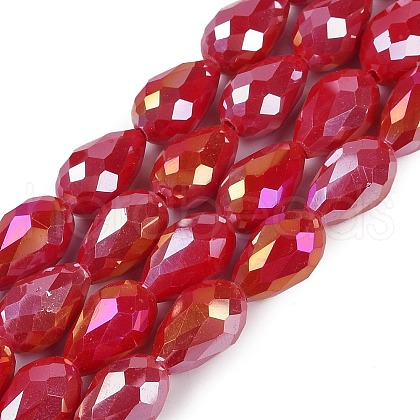 Opaque Solid Color Electroplate Glass Beads Strands EGLA-N013-P8mm-B07-1