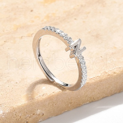 S925 Sterling Silver Adjustable Letter Rings for Women RJEW-M068-01P-N-1