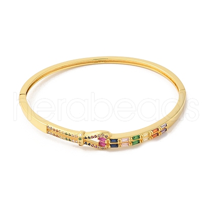 Colorful Cubic Zirconia Knot Hinged Bangle BJEW-L681-003G-1