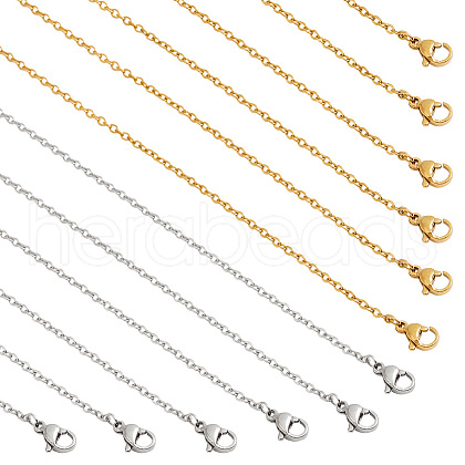  20Pcs 2 Colors 304 Stainless Steel Cable Chain Necklaces Set MAK-NB0001-23-1