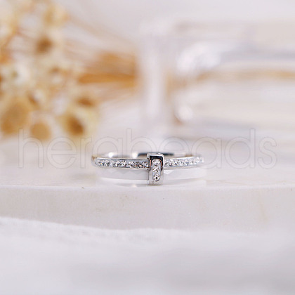 Rectangle Stainless Steel Crystal Rhinestone & Ceramic Finger Rings FS-WG8E554-06-1